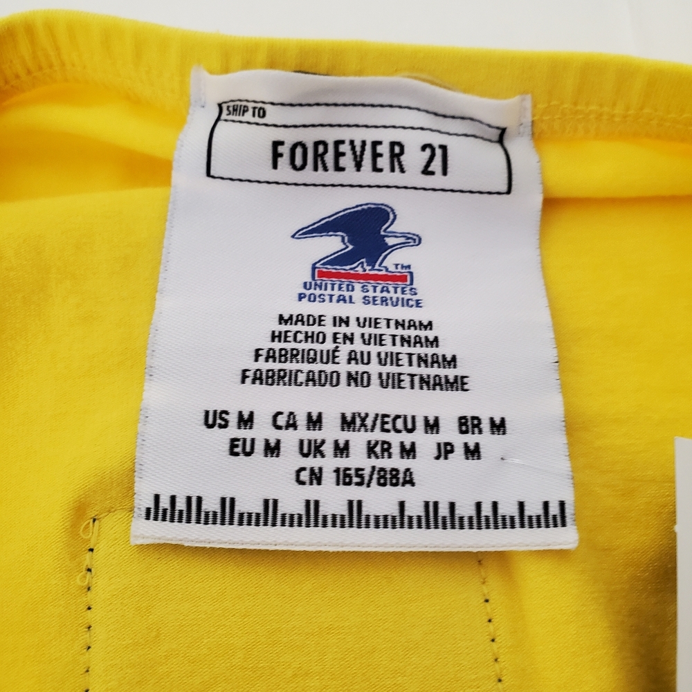 Forever 21 USPS Edition Priority Mail Yellow Crop Top Tank Strappy Women Sz M - Picture 6 of 8